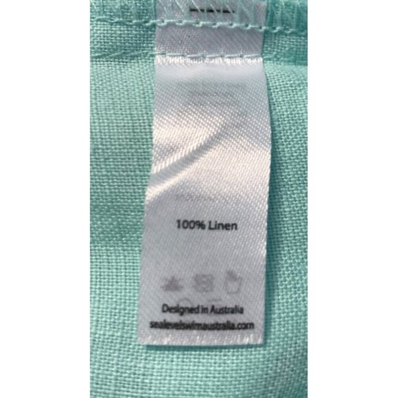 Sea Level Swim Australia Shirt Size Small S Mint Green Linen Button Down New - Picture 8 of 10